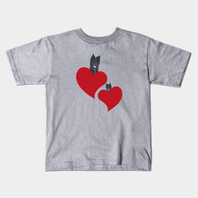 Groenendael Belgian Shepherd in Heart Kids T-Shirt by Seasonal Dogs